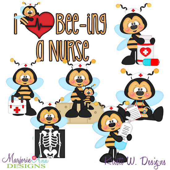 I Love Bee-ing A Nurse SVG Cutting Files + Clipart - Click Image to Close